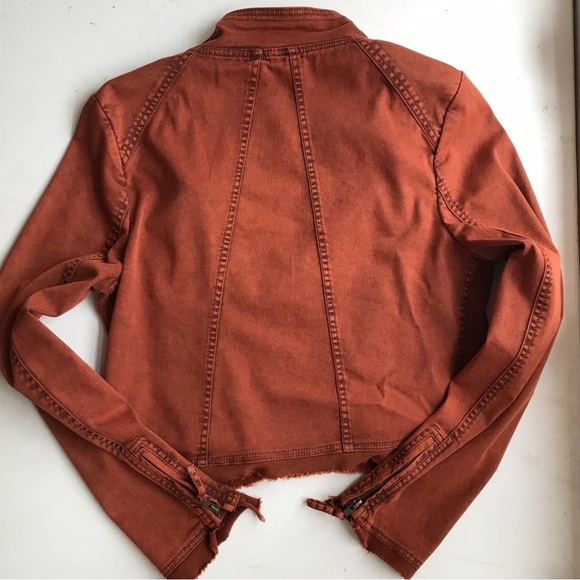 Free People Jacket Size-XS Draped Moto Orange EUC - Picture 8 of 8